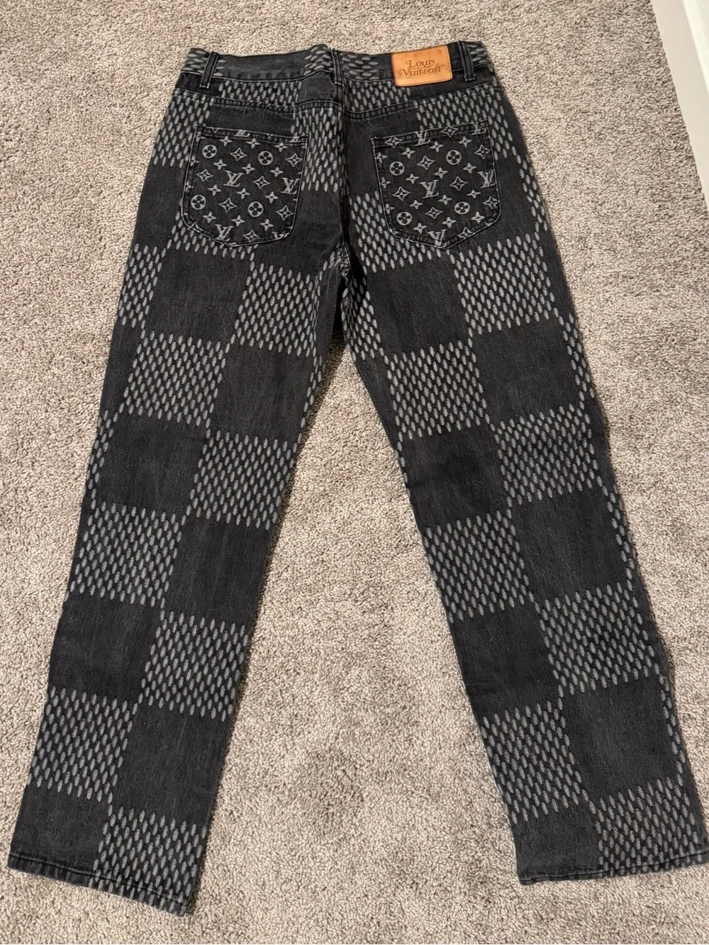 Louis Vuitton Men’s Black Patterned Jeans